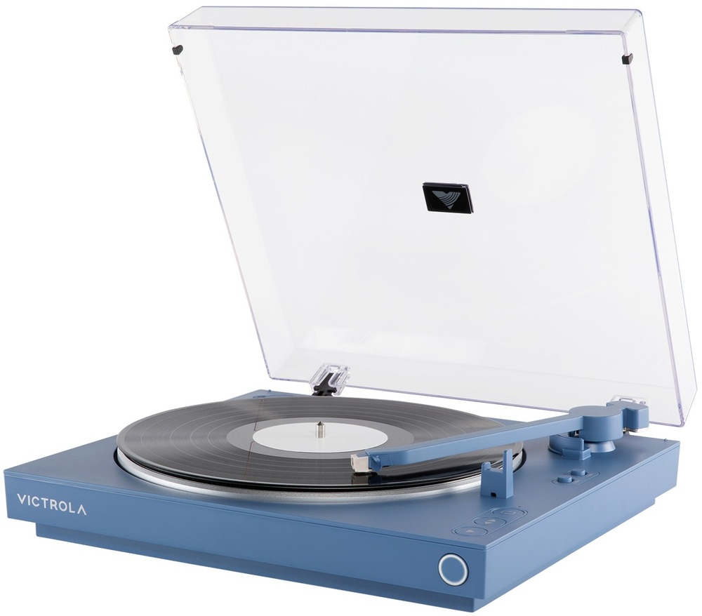 Gramofón Victrola VPT-800 Automatic modrý Gramofón Victrola VPT-800 s otvoreným krytom