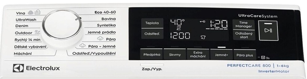 Práčka Electrolux UltraCare 800 EW8TA3562C biela Ovládací panel práčky Electrolux EW8TA3562C radu 800 UltraCare