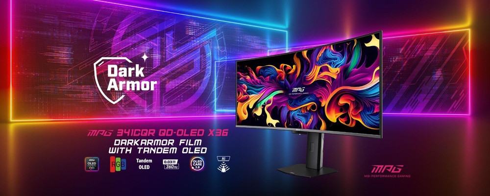 Herný monitor MSI MPG 341CQR QD-OLED X36 s technológiou Dark Armor pre kvalitnejšie zobrazenie tmavých scén