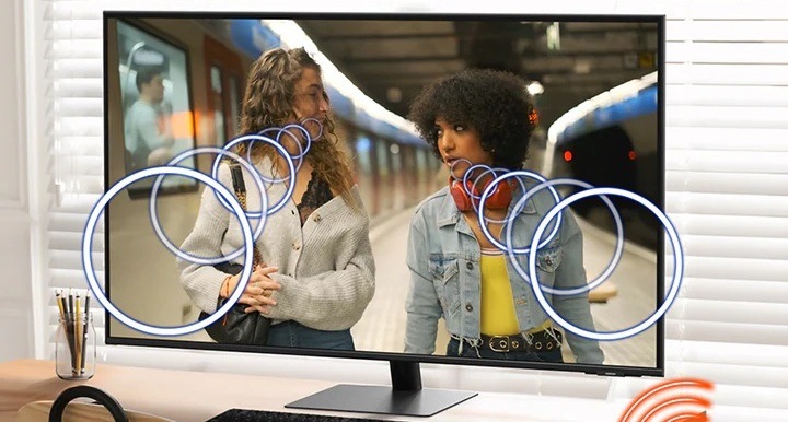 Monitor Samsung Smart Monitor M čierny So zosilňovačom hlasu zvuk na monitore Samsung Smart Monitor M7 bude znieť ešte prehľadnejšie