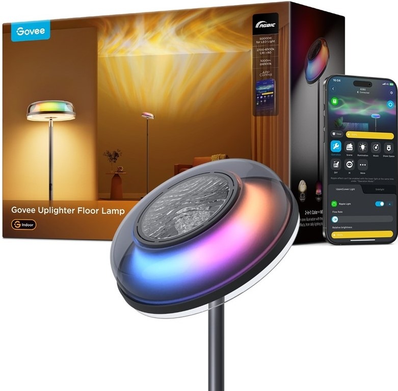 Stojacia lampa Govee Uplighter Floor Lamp RGBICWW, Matter sivá