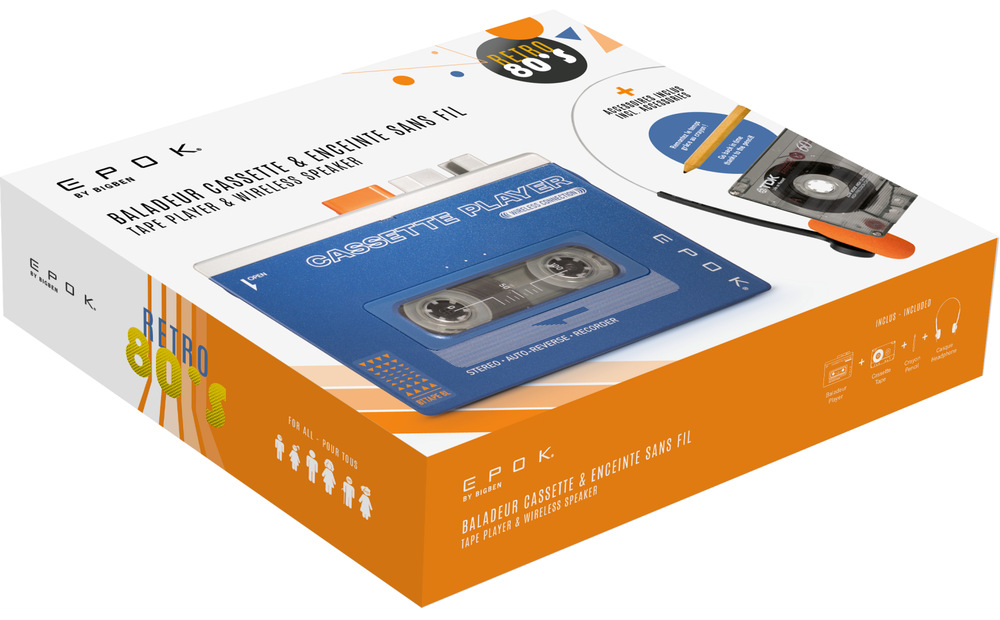 Walkman Bigben BTTAPEBL biely/modrý Walkman Bigben je dodávaný s prázdnou kazetu TDK