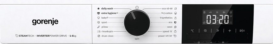 Práčka Gorenje W1NGPI61SBS biela Úzka práčka Gorenje W1NGPI61SBS, biela, ovládací panel