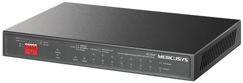 Switch Mercusys MS110GMP, 10-Port Gigabit (8-Port PoE+ 111W) PoE, 10 port, 1 Gbit