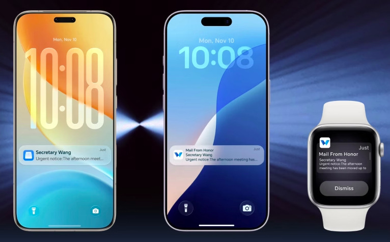 Mobilný telefón HONOR Magic8 Pro 5G 12 GB / 512 GB čierny Prepojenie telefónu HONOR Magic8 Pro so šikovnými hodinkami a synchronizácia notifikácií