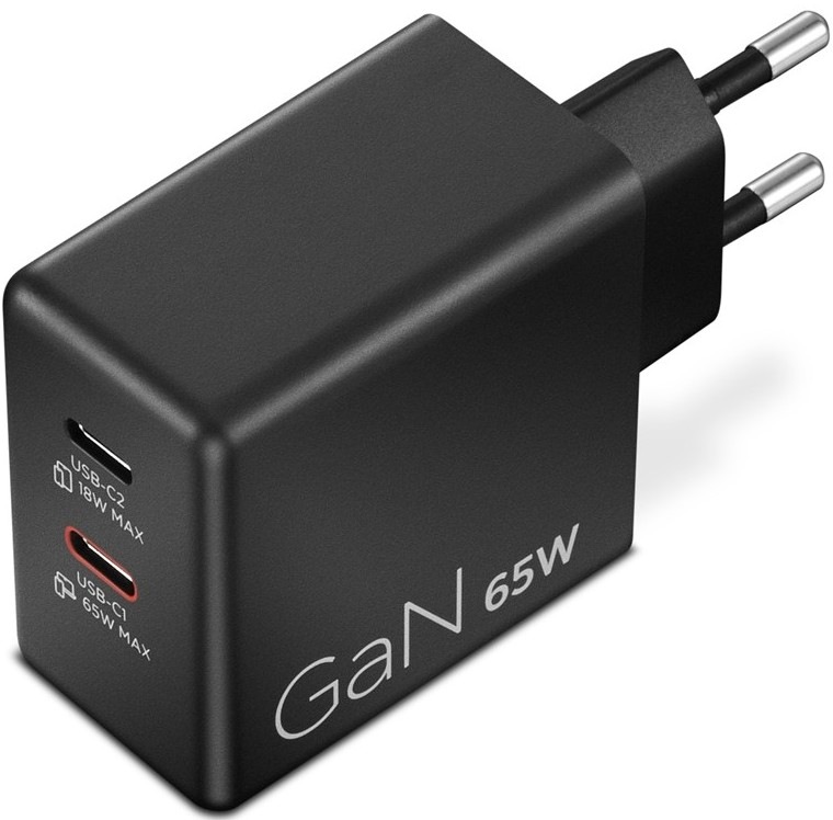 Napájací adaptér Lenovo Dual USB-C s celkovým výkonom 65W a technológiou GaN