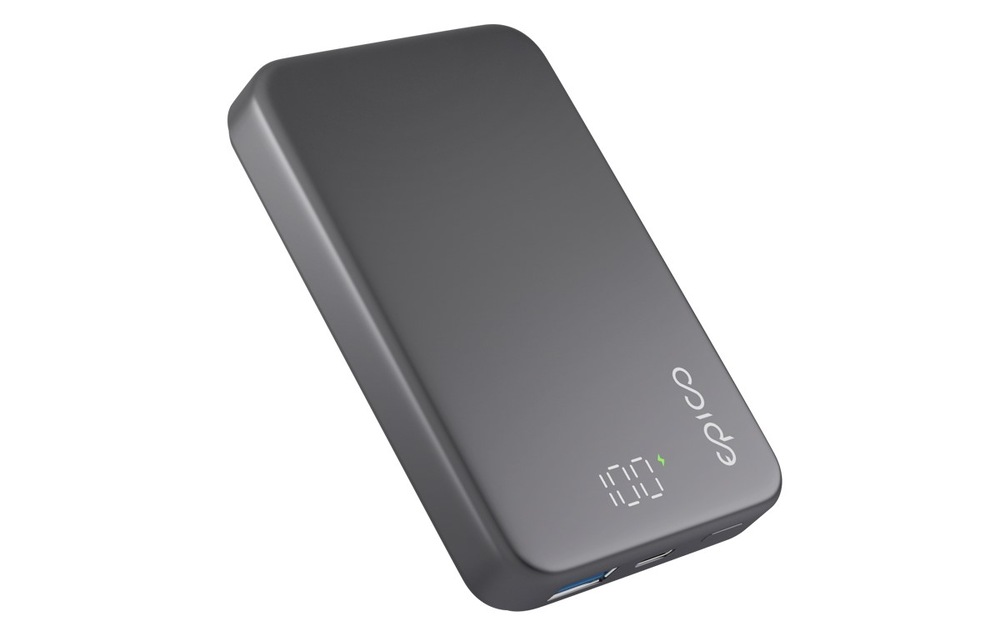 Powerbank Epico Mag + Aluminium 10 000mAh + kábel USB-C/USB-C - šedá