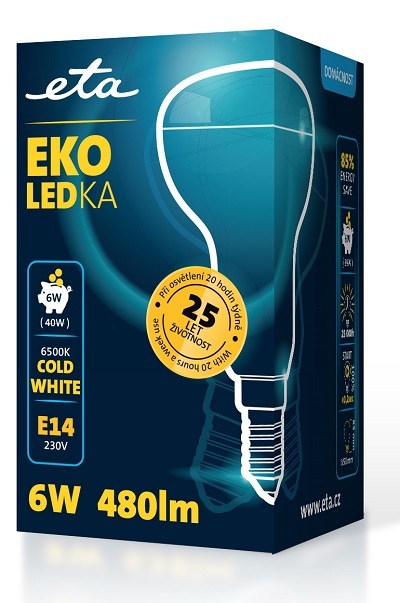 LED žiarovka ETA EKO LEDka reflektor 6W, E14, neutrálna biela žárovka ETAR50W6NW01