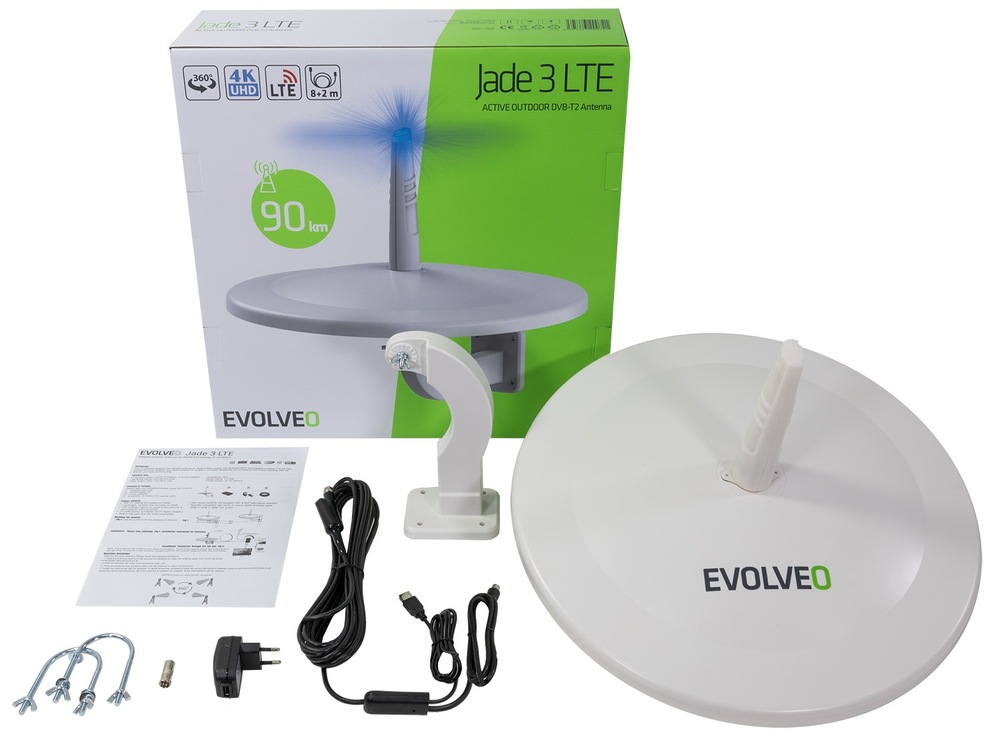 Vonkajšia anténa Evolveo Jade 3 LTE, aktívny DVB-T2, LTE filter Vonkajšia anténa Evolveo Jade 3 LTE, aktívny DVB-T2, LTE filter