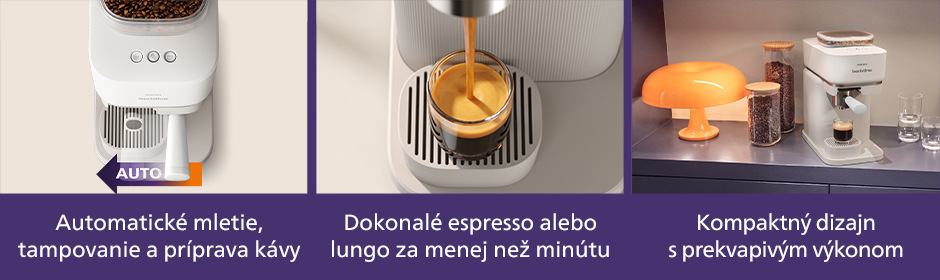 Automatický kávovar Philips Baristina BAR300/00 biely Detailný pohľad na Pákový kávovar Philips BAR300/00 Baristina a páku, ako varí espresso a na linke