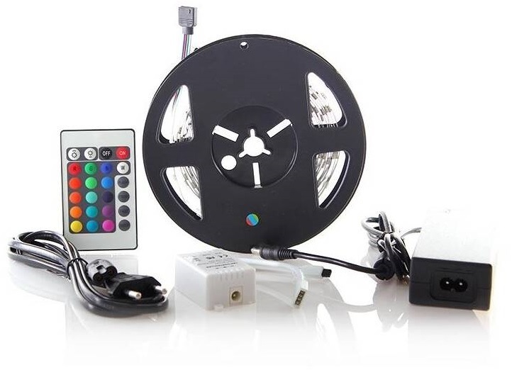 LED pásik Solight RGB, 3m, sada s 12V adaptérom a diaľk. ovládačom, 7,2W/m, IP20 LED pásek Solight RGB