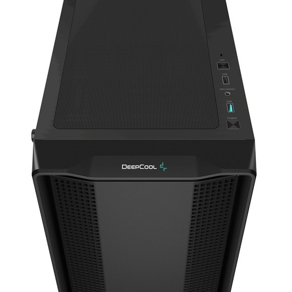 Case DeepCool CC560 ARGB V2 čierna Detail obrázku hornej časti skrine.