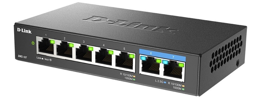 Switch D-Link DMS-107/E 7-Port Multi-Gigabit čierny Switch D-Link DMS-107/E 7-Port Multi-Gigabit čierny