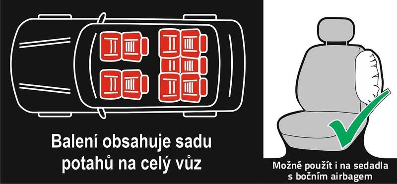 Poťahy sedadiel Compass CARBON DARK čierne AIRBAG 9ks