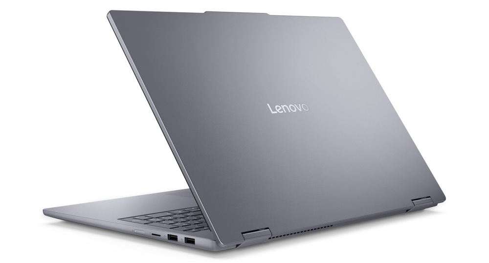 Notebook Lenovo IdeaPad 5 2 in 1 16IAL10 sivý Pootvorený notebook Lenovo IdeaPad 5 2 in 1 16IAL10 zozadu
