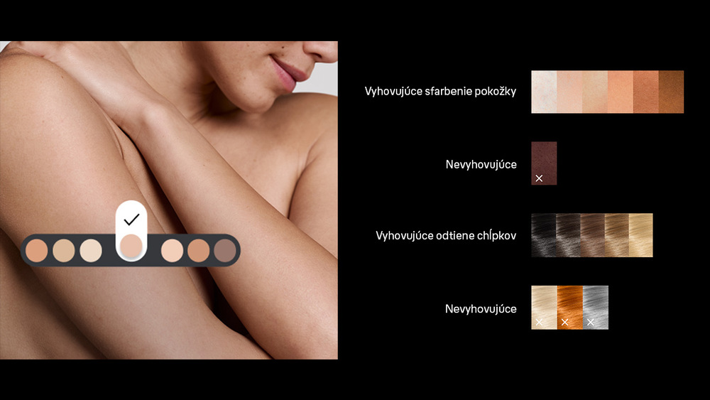 Odtiene pokožky vhodné na ošetrovanie IPL Braun IPL5351 Silk·expert