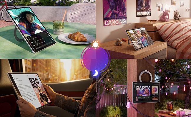 Tablet Lenovo Tab Plus Gen 2 8 GB / 256 GB + ochranné pouzdro biely Lenovo Tab Plus Gen 2 pri sledovaní videí, čítaní i ovládaní hudby doma, vonku aj na cestách počas celého dňa