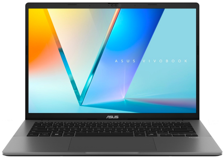 Čelný pohľad na ASUS Vivobook S14 s OLED displejom a FHD infračervenou kamerou