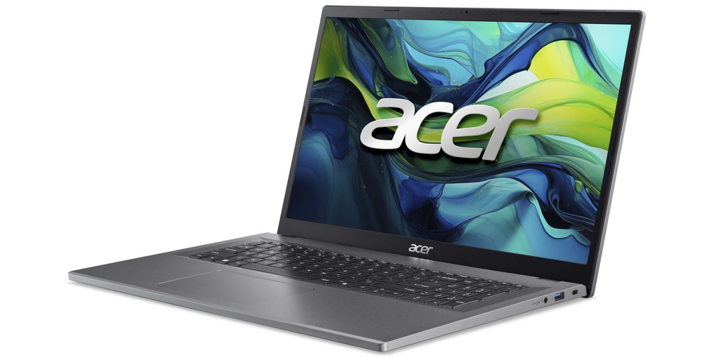 Notebook Acer Aspire Go 17 (AG17-31P-39BB) sivý 17,3" IPS displej s Full HD rozlíšením ponúka veľkú pracovnú plochu a pohodlné sledovanie obsahu.
