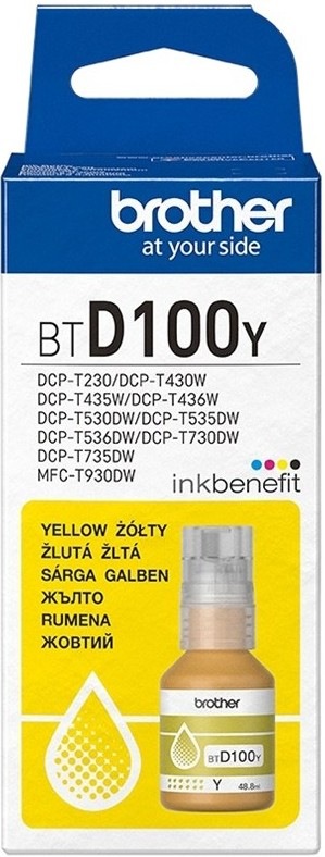 Žltá atramentová náplň Brother BTD100Y s výťažnosťou 5 000 strán
