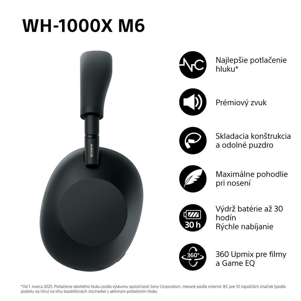 Sony WH-1000XM6, čierna