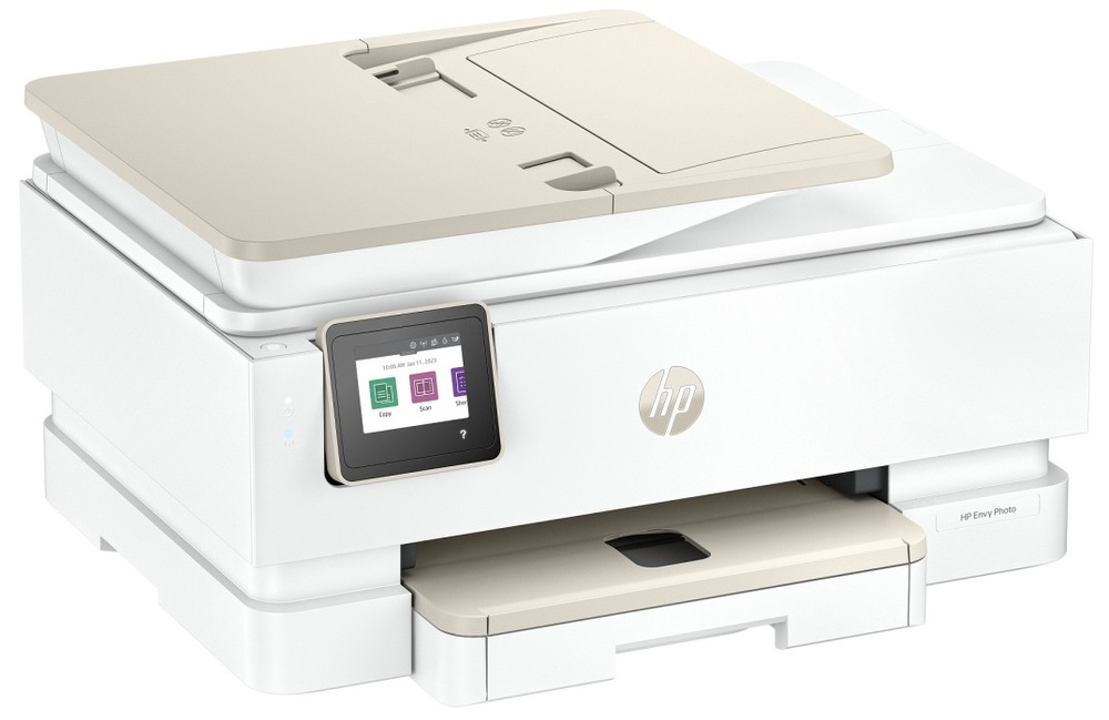 Tlačiareň multifunkčná HP ENVY Photo 7930, služba HP Instant Ink biela Tlačiareň multifunkčná HP ENVY Photo 7930 z čelnej strany mierne natočené vpravo