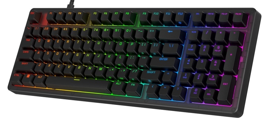 Klávesnica HyperX Origins 2 1800 čierna Klávesnica HyperX Origins 2 1800 – čierne prevedenie s RGB podsvietením a numerickým blokom