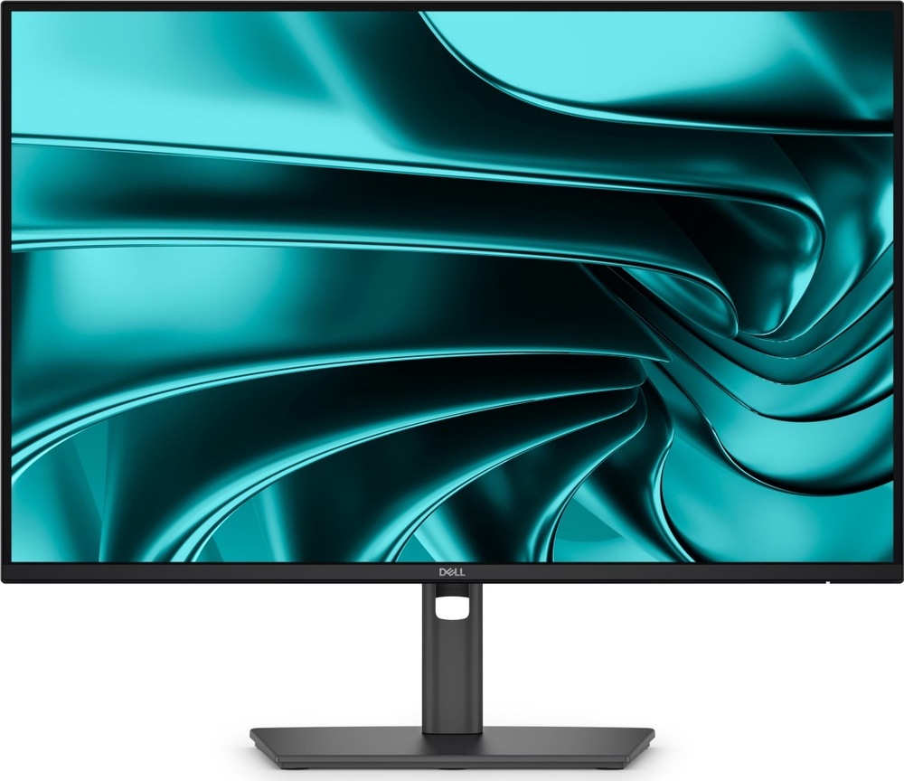 Čelný pohľad na čierny monitor Dell Pro P2426E s tenkými rámčekmi, stredovým stojanom s otvorom na vedenie káblov a plochou obdĺžnikovou základňou.