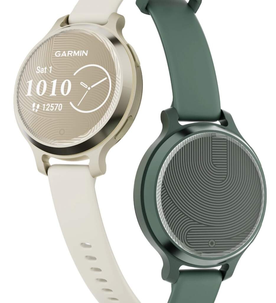 Inteligentné hodinky Garmin Lily 2 Active - Lunar Gold / Bone Silicone Band
