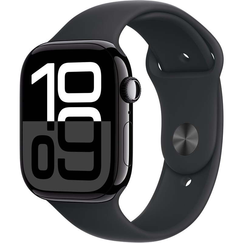 Inteligentné hodinky Apple Watch Series 10 GPS 46mm klavírno čierny hliník - čierny športový remienok - M/L