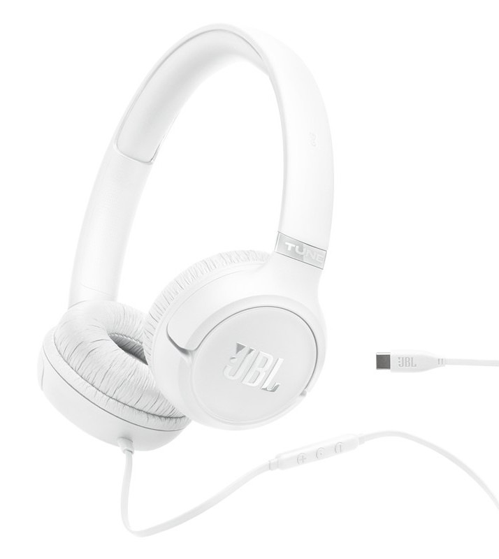 Slúchadlá JBL Tune 530, USB-C, biela farba.