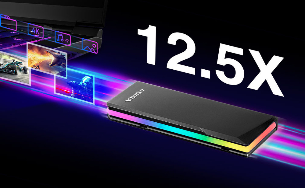 Externý rámček ADATA EC700G M.2, USB-C 3.2 Gen 2, RGB má port USB 3.2 Gen2