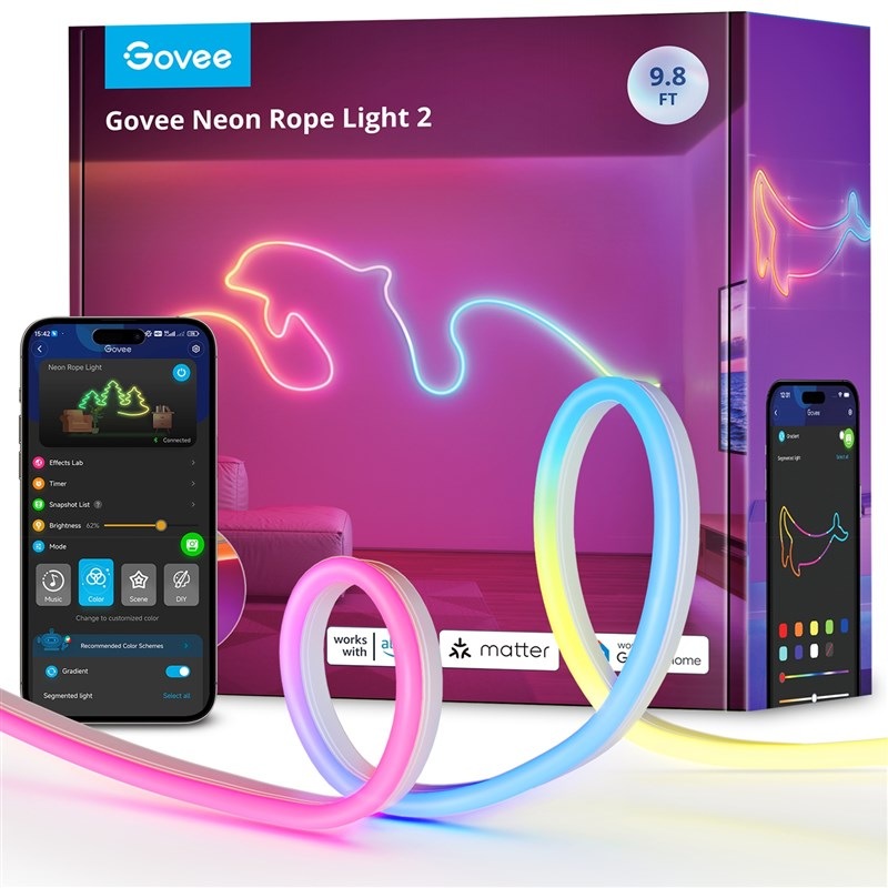 LED pásik Govee Neon 2 MATTER, 3m, RGBIC