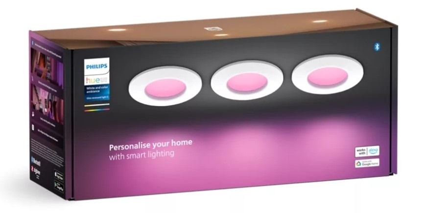 Vstavané svietidlo Philips Hue Slim downlight S (90mm), 3ks biele Vstavané svietidlo Philips Hue Slim downlight S (90mm), 3ks - biele