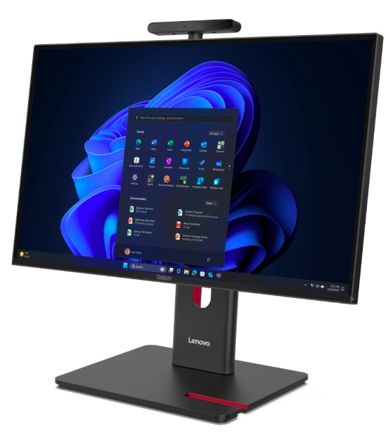 Predný pohľad na All In One Lenovo ThinkCentre M90a Gen 6 s IPS displejom a webkamerou