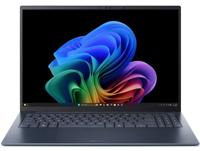 Notebook Acer Swift Edge 16 AI (SFE16-I51-92L1) modrý Otvorený a zapnutý notebook Acer Swift Edge 16 AI (SFE16-I51-92L1)