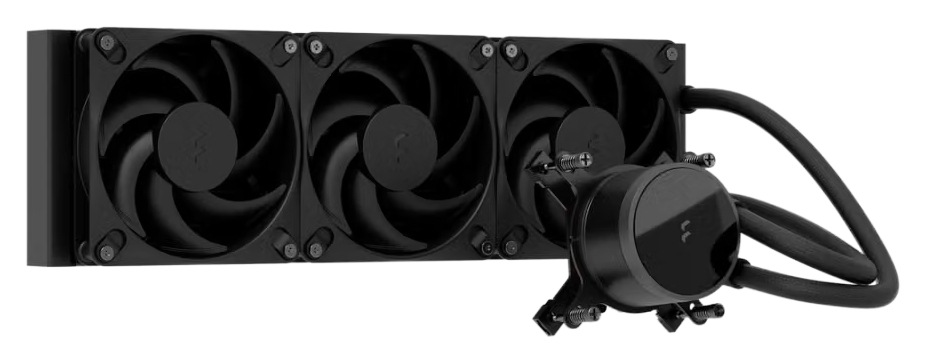 Vodný chladič FRACTAL DESIGN Radius 360 Black čierny Vodný chladič FRACTAL DESIGN Radius 360 Black s 360mm radiátorom, tromi ventilátormi a blokom pumpy