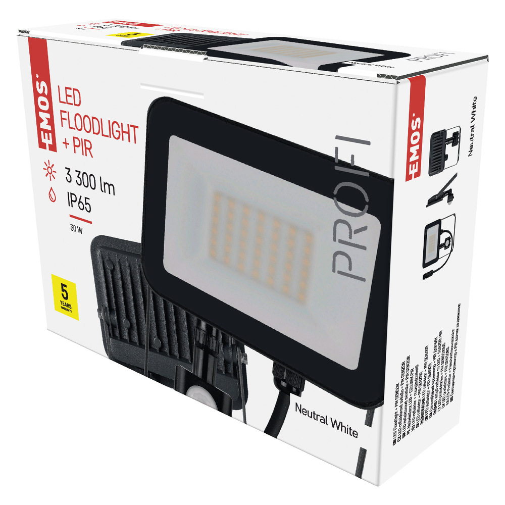 Reflektor EMOS INOVO 30W 3300LM PIR IP65 NW čierny Reflektor EMOS INOVO 30W 3300LM PIR IP65 NW - čierny