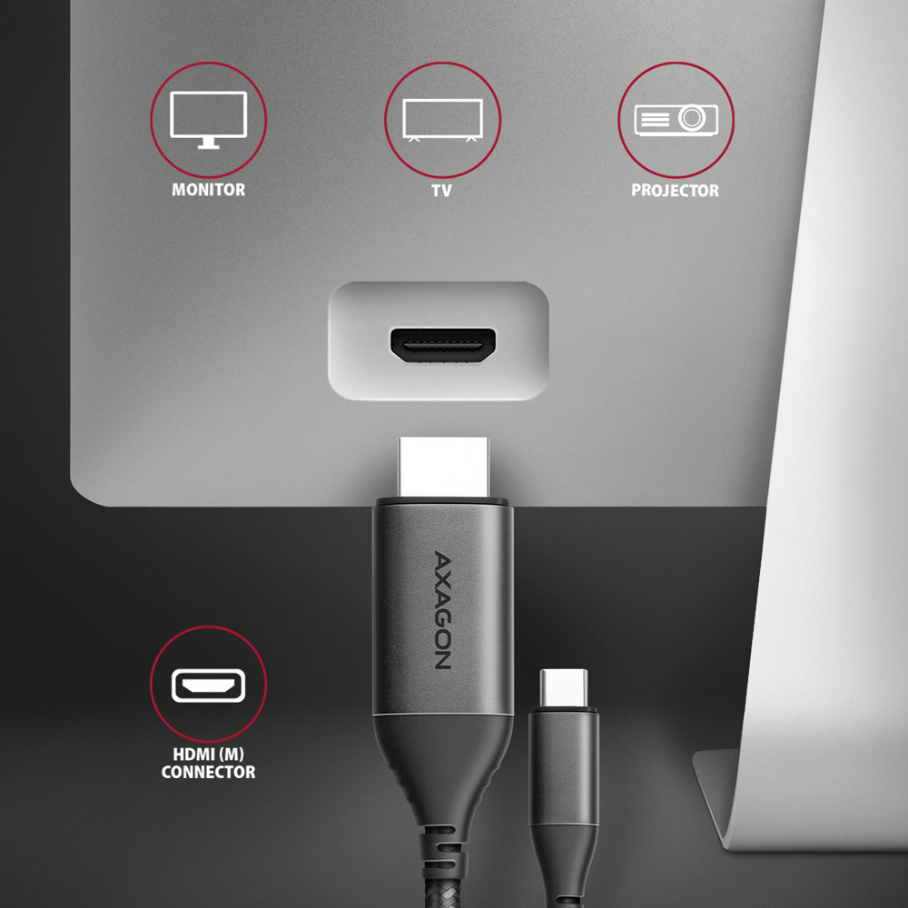 Kábel Axagon USB-C / HDMI 2.0, 1.8m, 4K/60Hz HDR10 čierny Kábel Axagon USB-C / HDMI 2.0, 1.8m, 4K/60Hz HDR10 čierny
