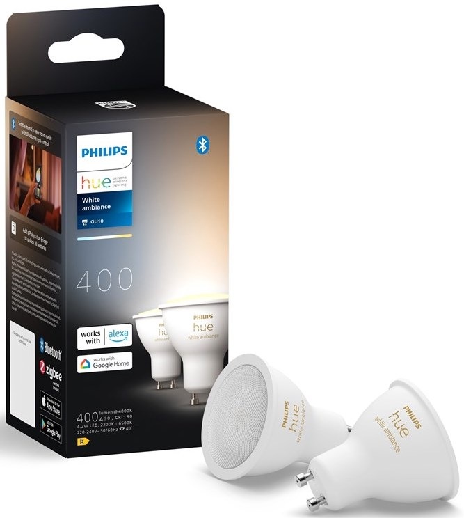 Inteligentná žiarovka Philips Hue 4,2W, GU10, White Ambiance, 2 ks
