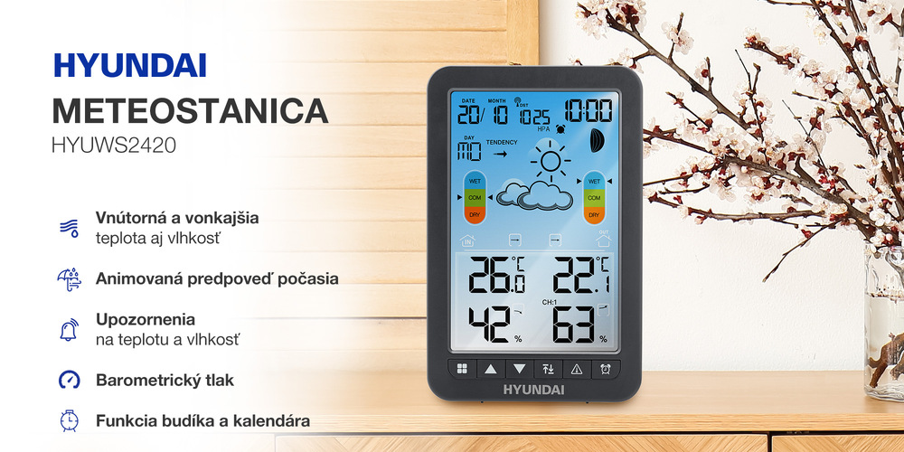 Meteorologická stanica Hyundai WS 2420 čierna
