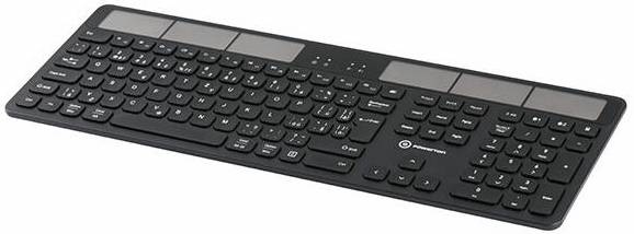 Klávesnica Powerton SolarSlim, solárne nabíjanie, CZ/SK čierna