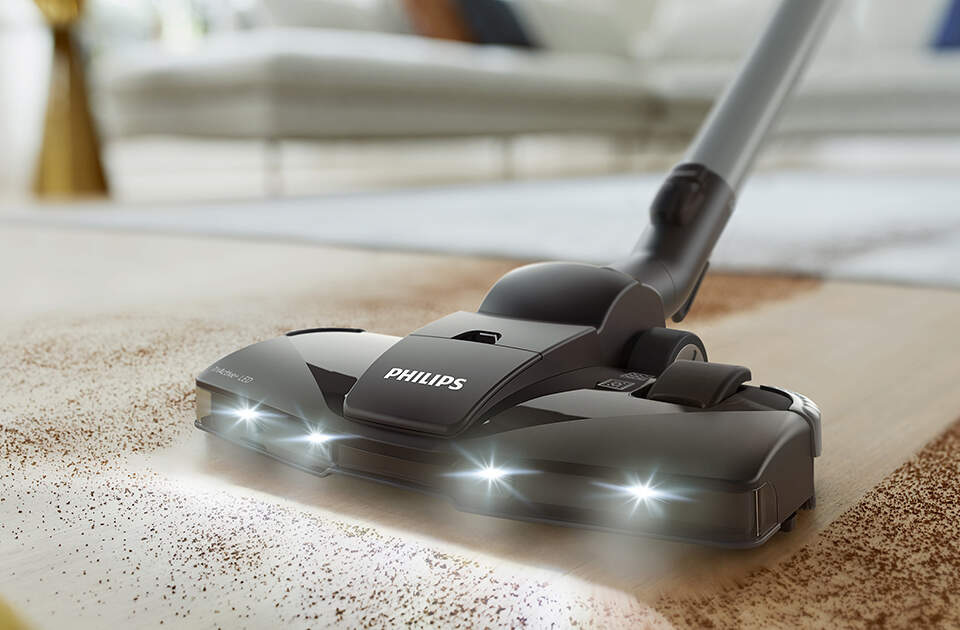 Podlahový vysávač Philips 7000 Series FC9747/09 čierny Hubica TriActive+ s LED osvetlením