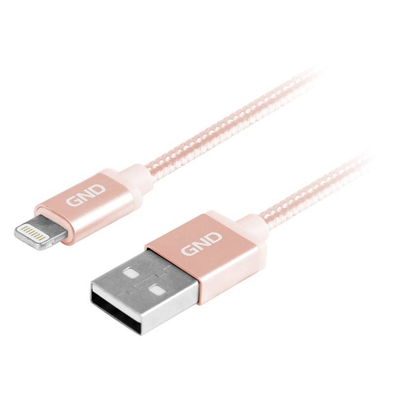 Kábel GND USB / lightning MFI, 1m, opletený zlatý