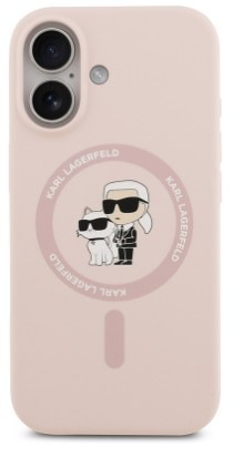 Kryt na mobil Karl Lagerfeld Liquid Silicone Karl and Choupette MagSafe na Apple iPhone 17 ružový