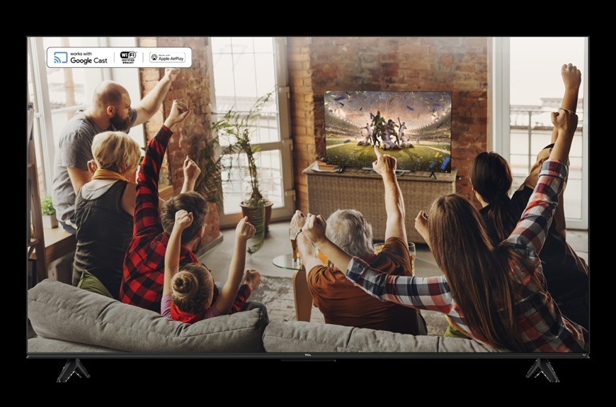 Televízia TCL 75P6L podporuje Google Cast a Apple AirPlay, zdieľanie obsahu z mobilu na veľkú obrazovku pri sledovaní športu s rodinou.