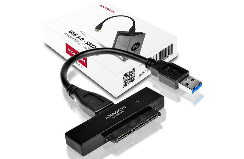 Adaptér Axagon USB3.0 - SATA 6G UASP HDD/SSD vr. 2.5" púzdra čierny