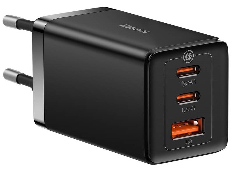 Nabíjačka do siete Baseus GaN5 Pro, 2x USB-C, USB-A, 65W + USB-C kábel 1m čierna Nabíjačka do siete Baseus GaN5 Pro, 2x USB-C, USB-A, 65W + USB-C kábel 1m čierna