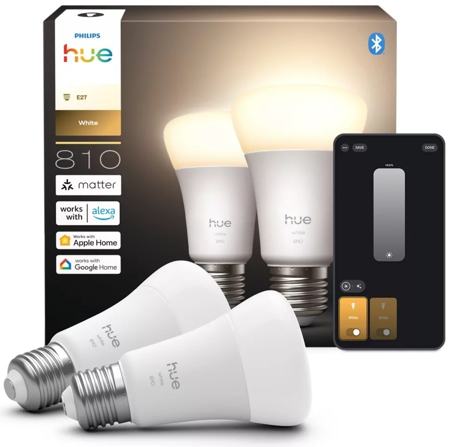 Inteligentná žiarovka Philips Hue Bluetooth, E27, 810 lm, White (2 ks) PHI929003856005_02