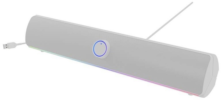 Biely soundbar Genesis Helium 312BT s USB pripojením a decentným RGB podsvietením